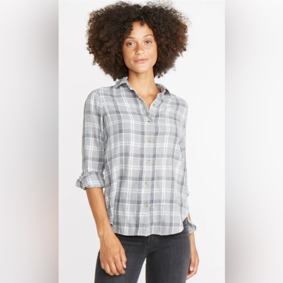 Marine Layer Women's Meadow Button‎ Down in Grey Plaid Size XS Preppy Cozy - Picture 1 of 12